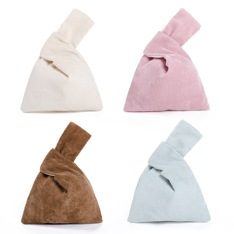 Sacs à nœuds japonais en velours côtelé, vente en gros, avec doublure intérieure