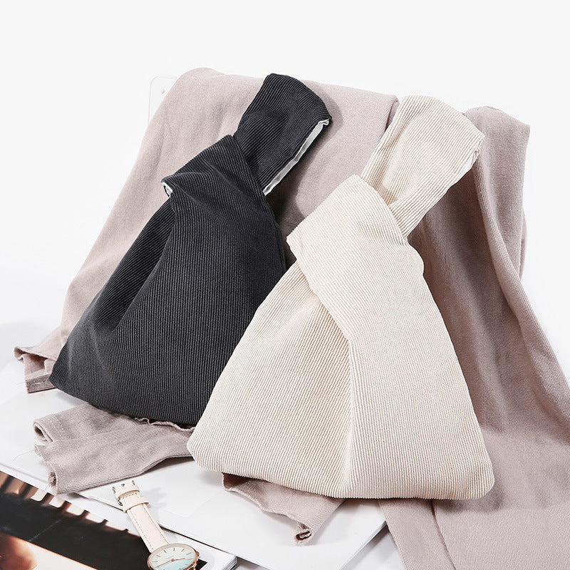 Sacs à nœuds japonais en velours côtelé, vente en gros, avec doublure intérieure