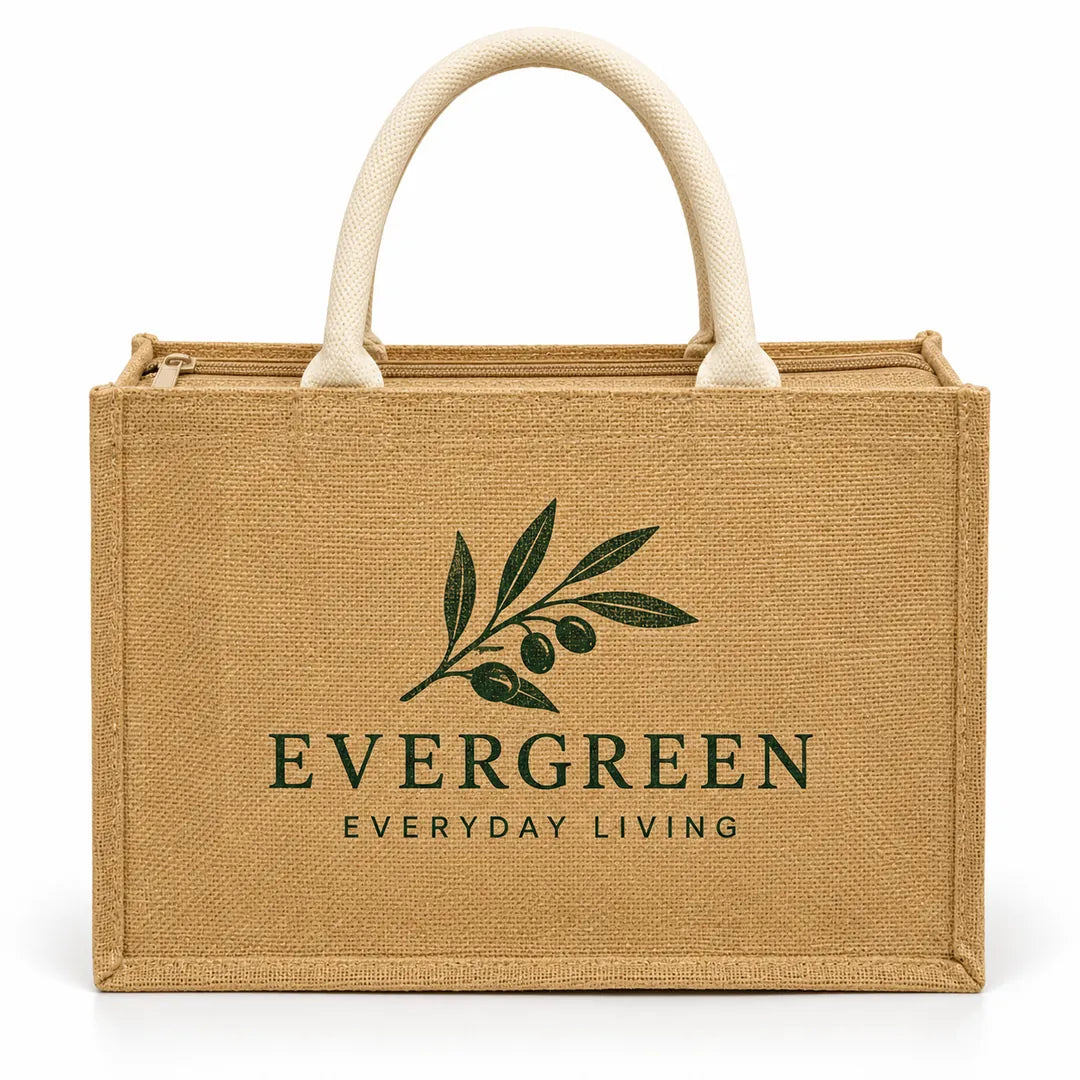 Custom Jute Tote Bags with Zipper Closure