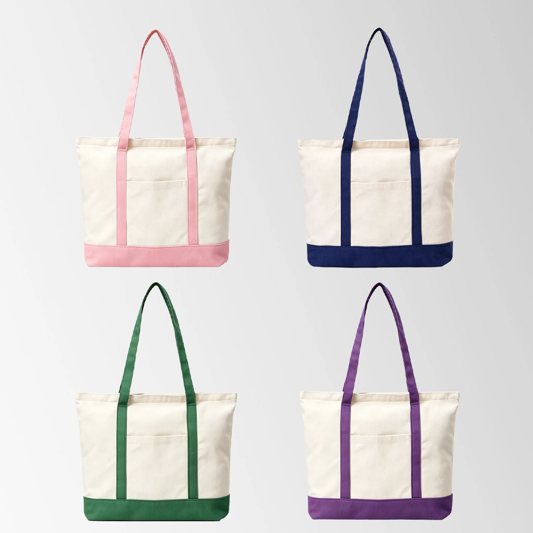Eco-Friendly Recycled Canvas Tote Bag with Long Handles