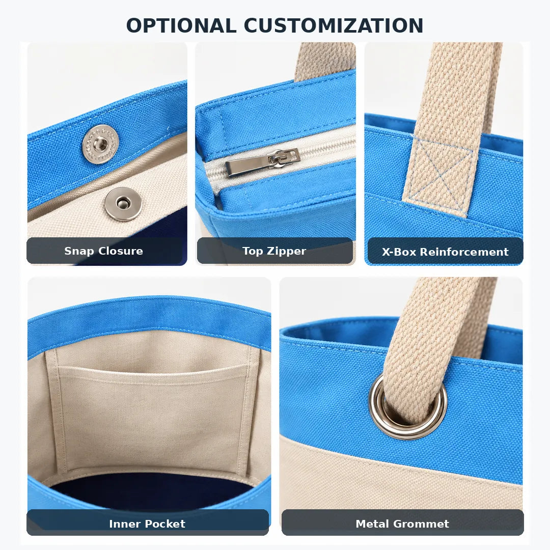 Tri-Color Canvas Tote Bags in Bulk with Gusset