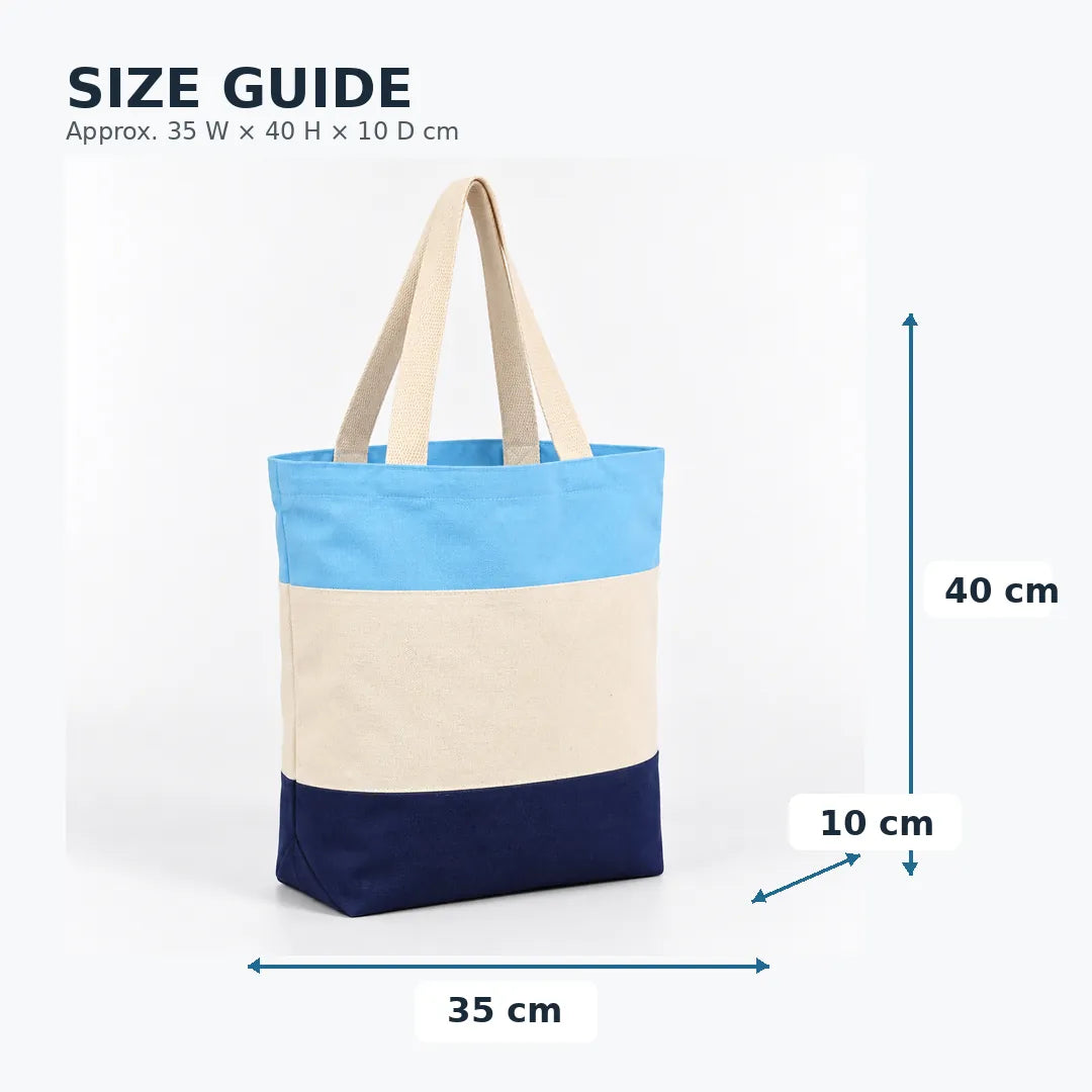 Tri-Color Canvas Tote Bags in Bulk with Gusset
