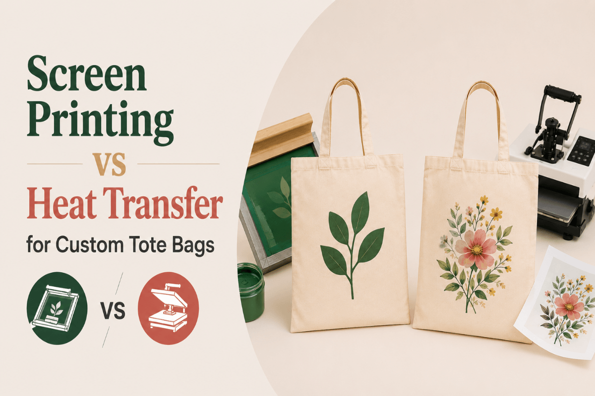 Screen Printing vs Heat Transfer for Custom Tote Bags