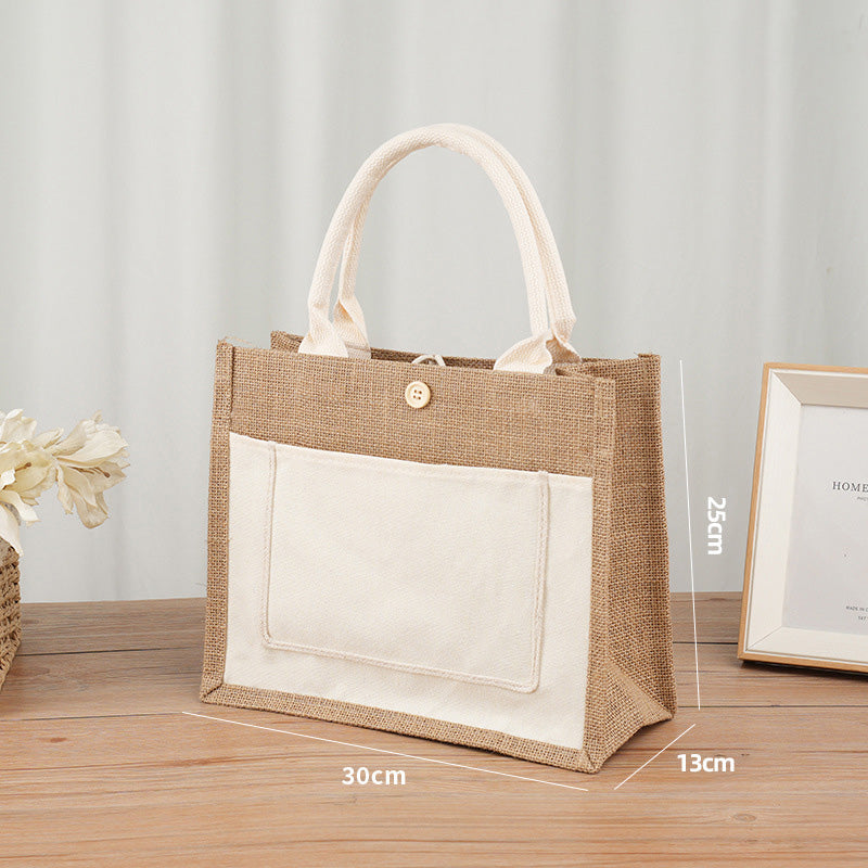 Small Wholesale Burlap Jute Bags with Outside Pocket for Wedding