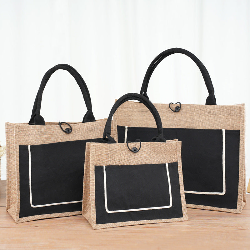 Small Wholesale Burlap Jute Bags with Outside Pocket for Wedding