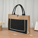 Large Wholesale Burlap Jute Tote Bags with Canvas Pocket