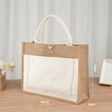 Large Wholesale Burlap Jute Tote Bags with Canvas Pocket