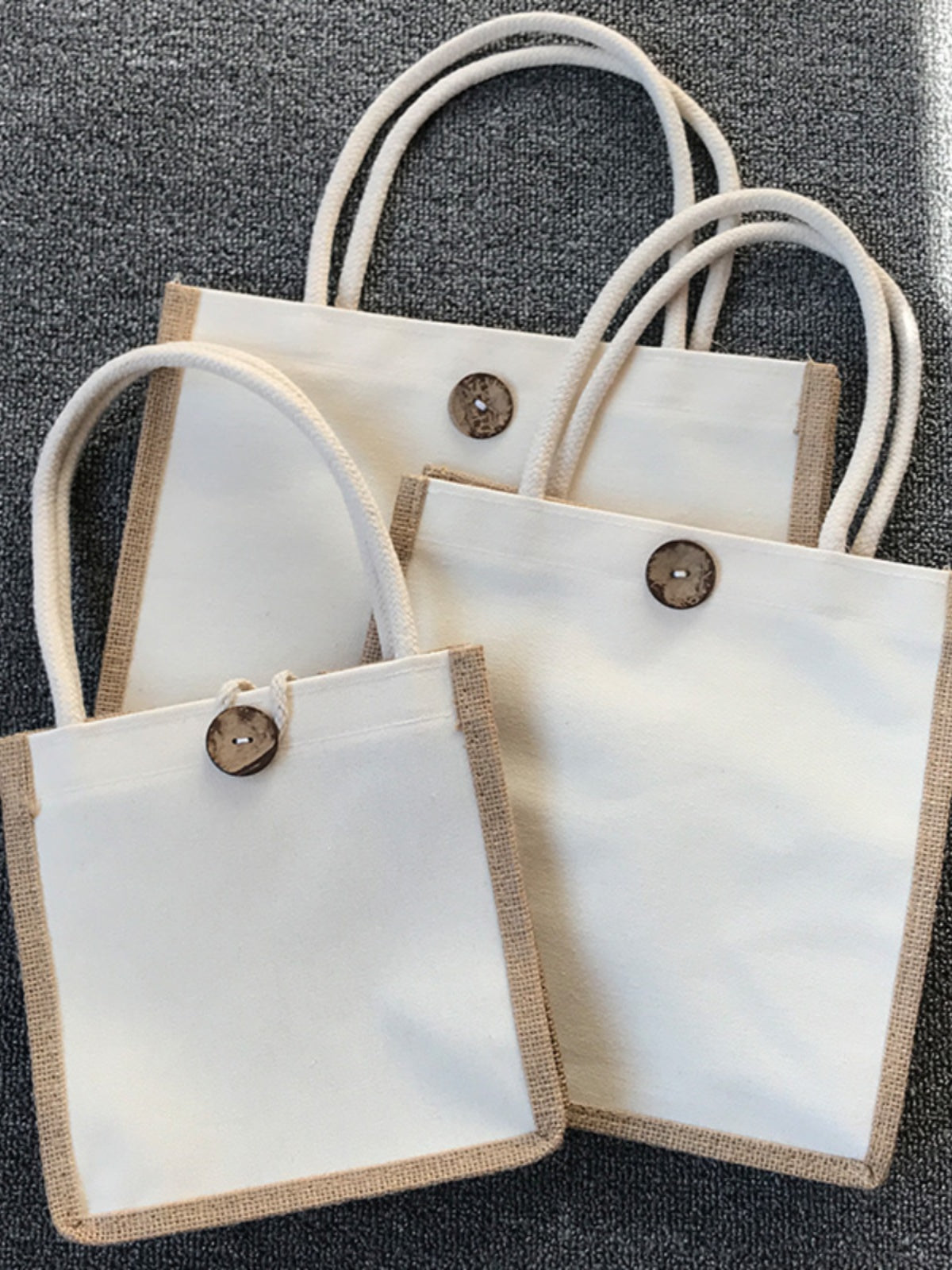 Wholesale Jute Canvas Bags with Button for Wedding