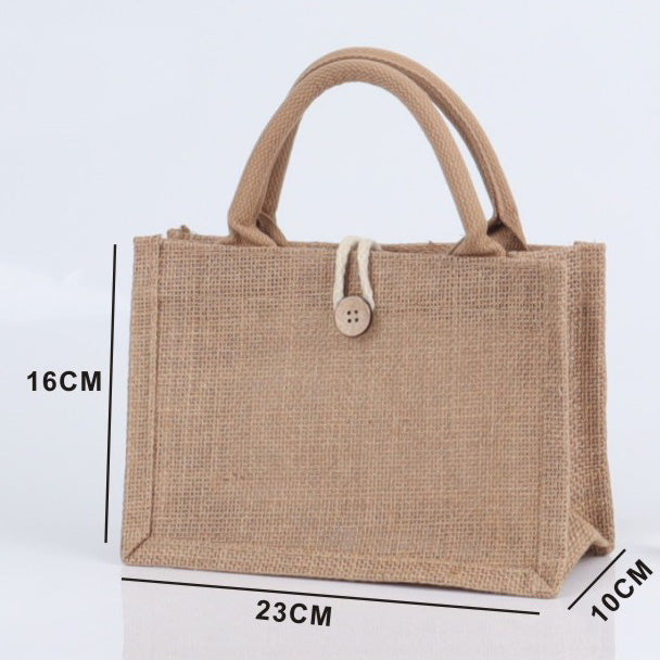 Burlap Jute Beach Bags with Button in Bulk