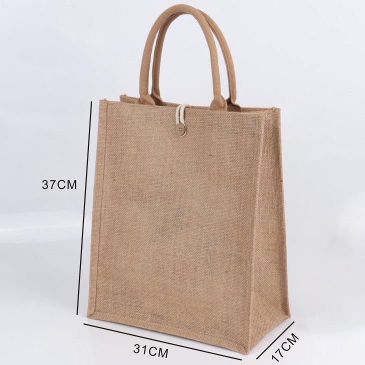 Burlap Jute Beach Bags with Button in Bulk