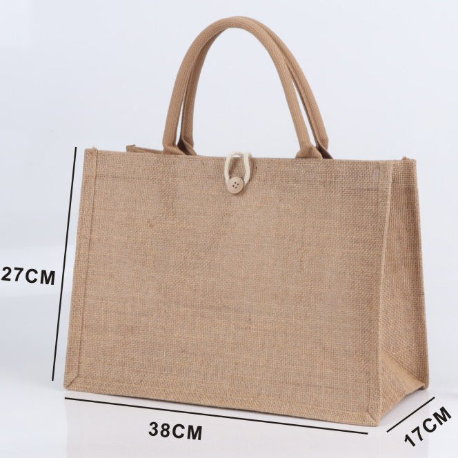 Sacs de plage en toile de jute avec bouton en vrac