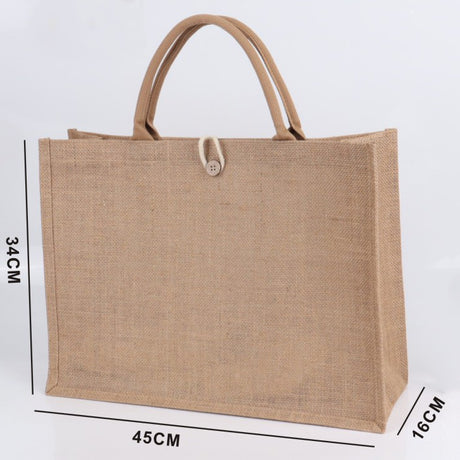 Burlap Jute Beach Bags with Button in Bulk