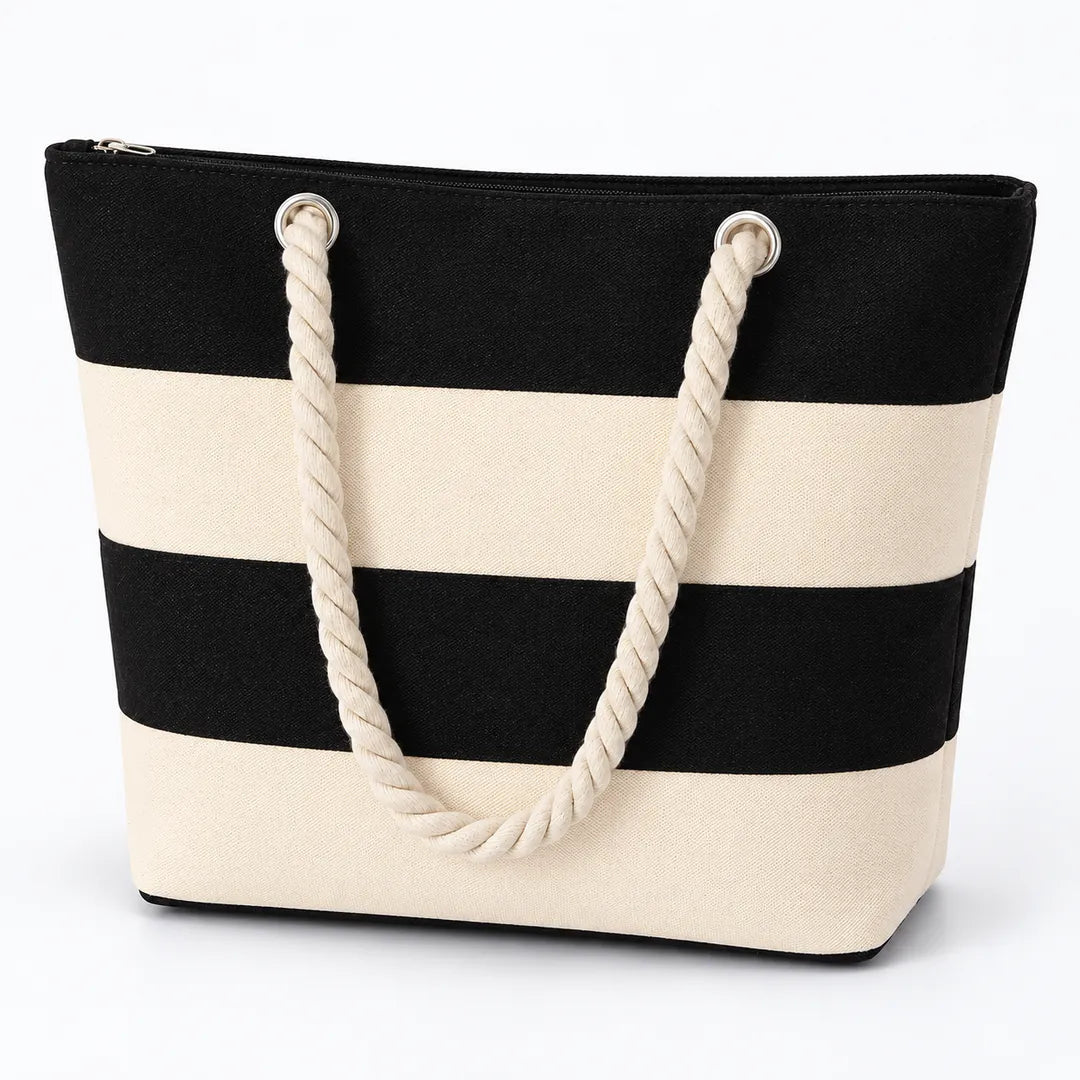 Striped Rope Handle Beach Tote Bags in Bulk