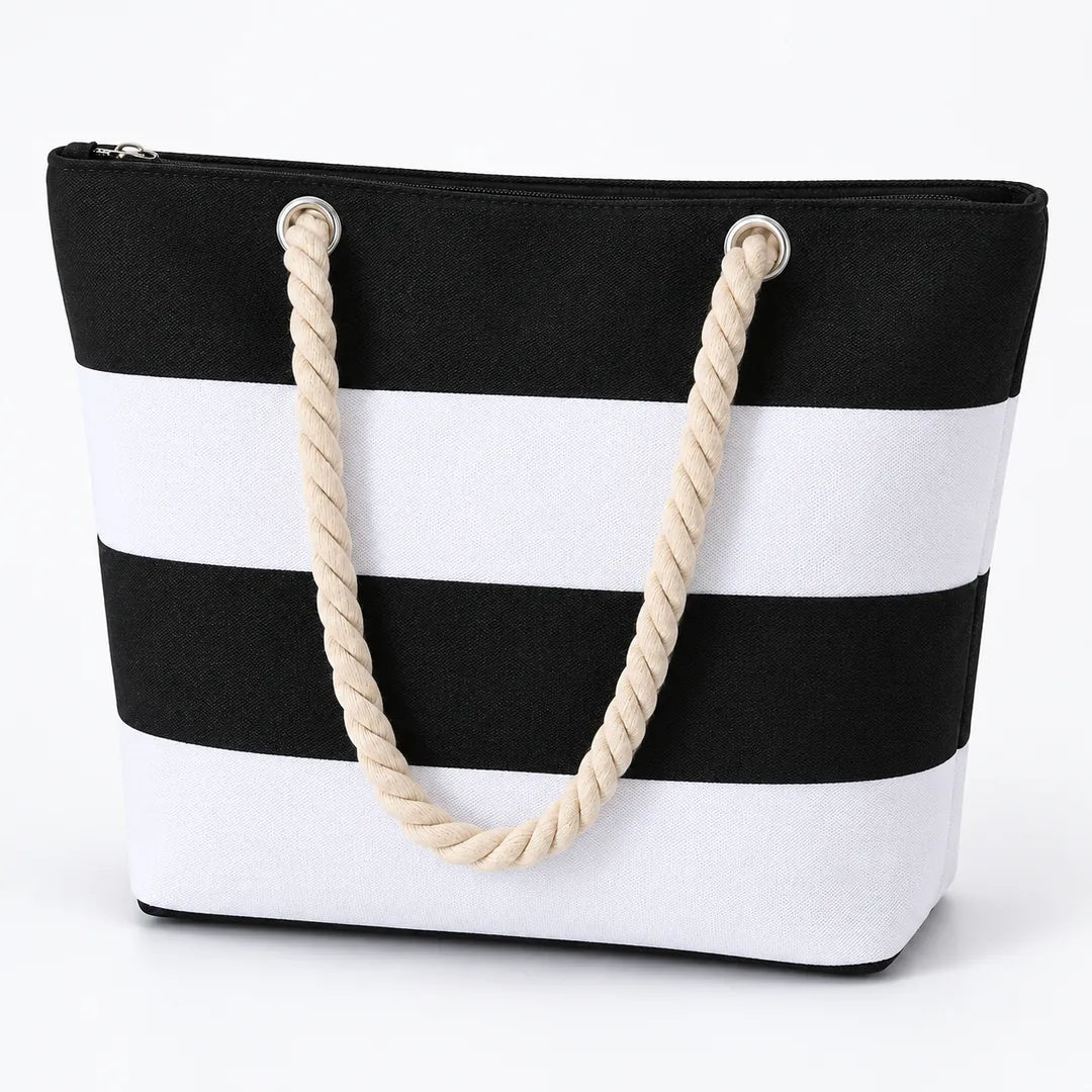 Striped Rope Handle Beach Tote Bags in Bulk