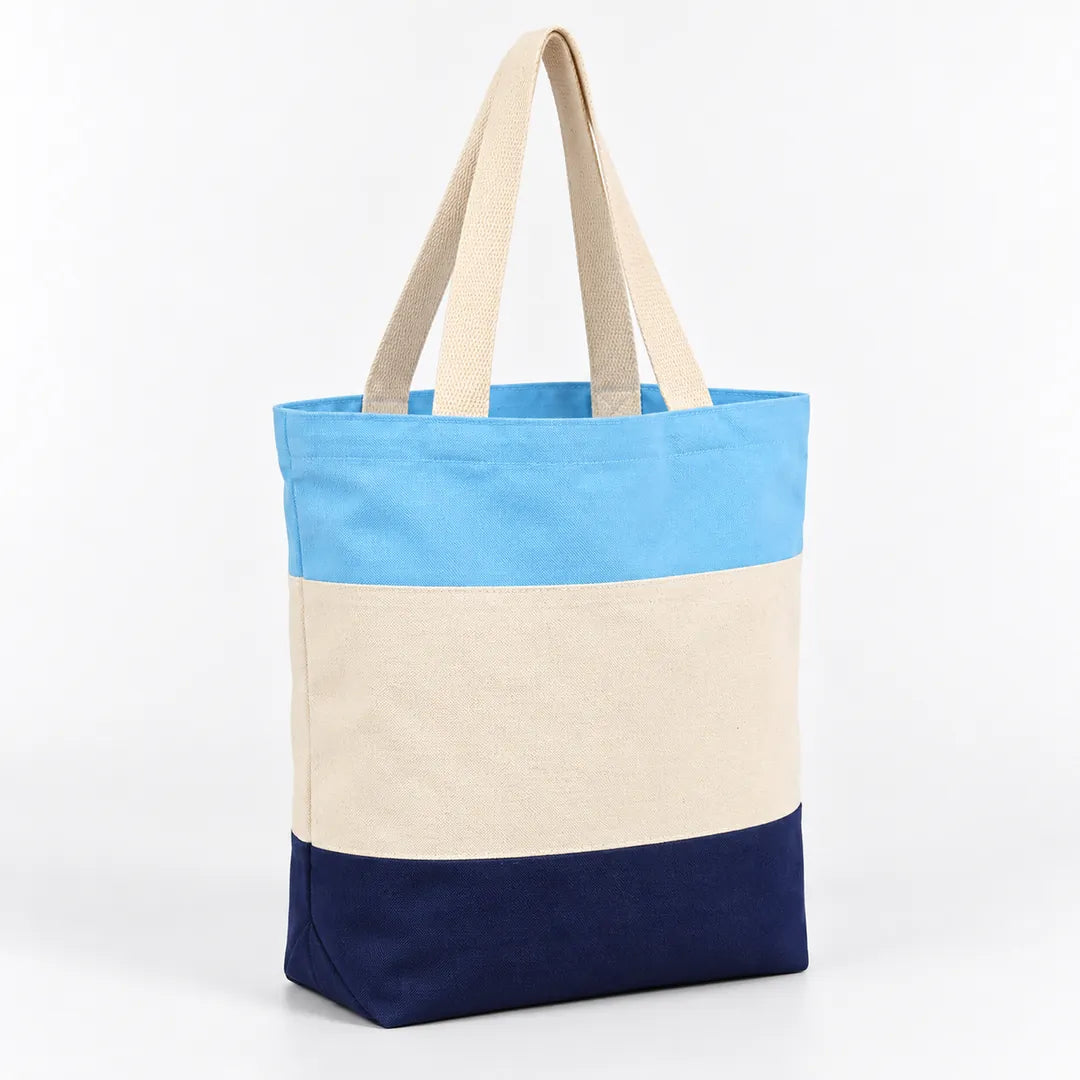 Tri-Color Canvas Tote Bags in Bulk with Gusset