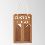 Burlap Wine Gift Bags with Double Window for Wedding