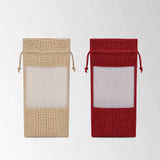 Burlap Jute Bottle Bags with Sheer Window for Wedding