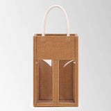 Burlap Wine Gift Bags with Double Window for Wedding