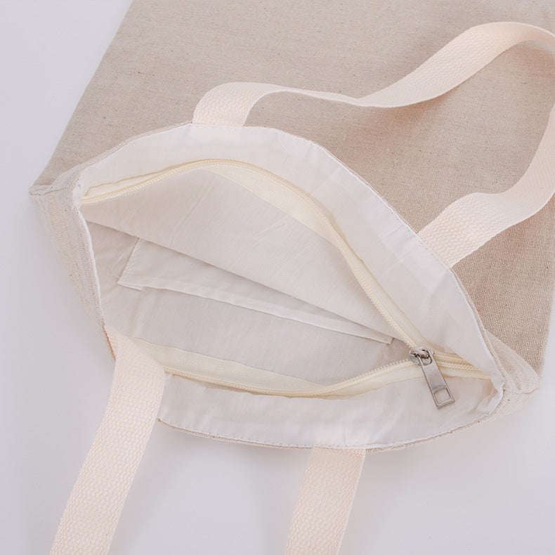 Wholesale Zippered Cotton Canvas Tote Bags with Inside Zippered Pocket