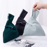 Wholesale Corduroy Japanese Wristlet Knot Bags with Interior Lining