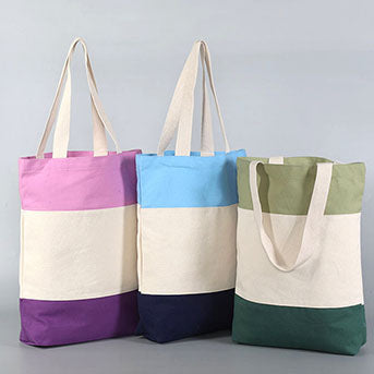 Cheap Tri-Color Striped Canvas Tote Bags in Bulk