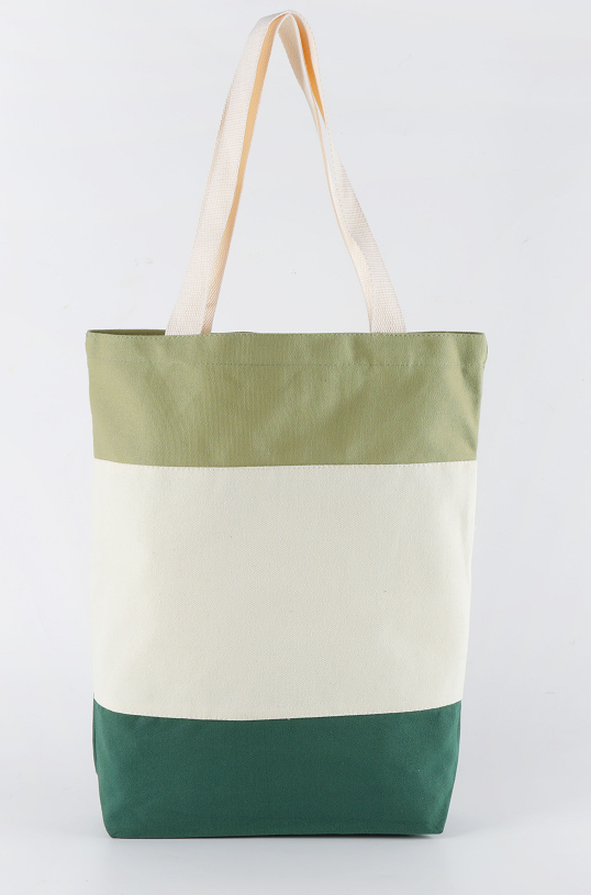 Cheap Tri-Color Striped Canvas Tote Bags in Bulk