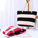 Wholesale Canvas Striped Beach Tote Bags with Rope Handles