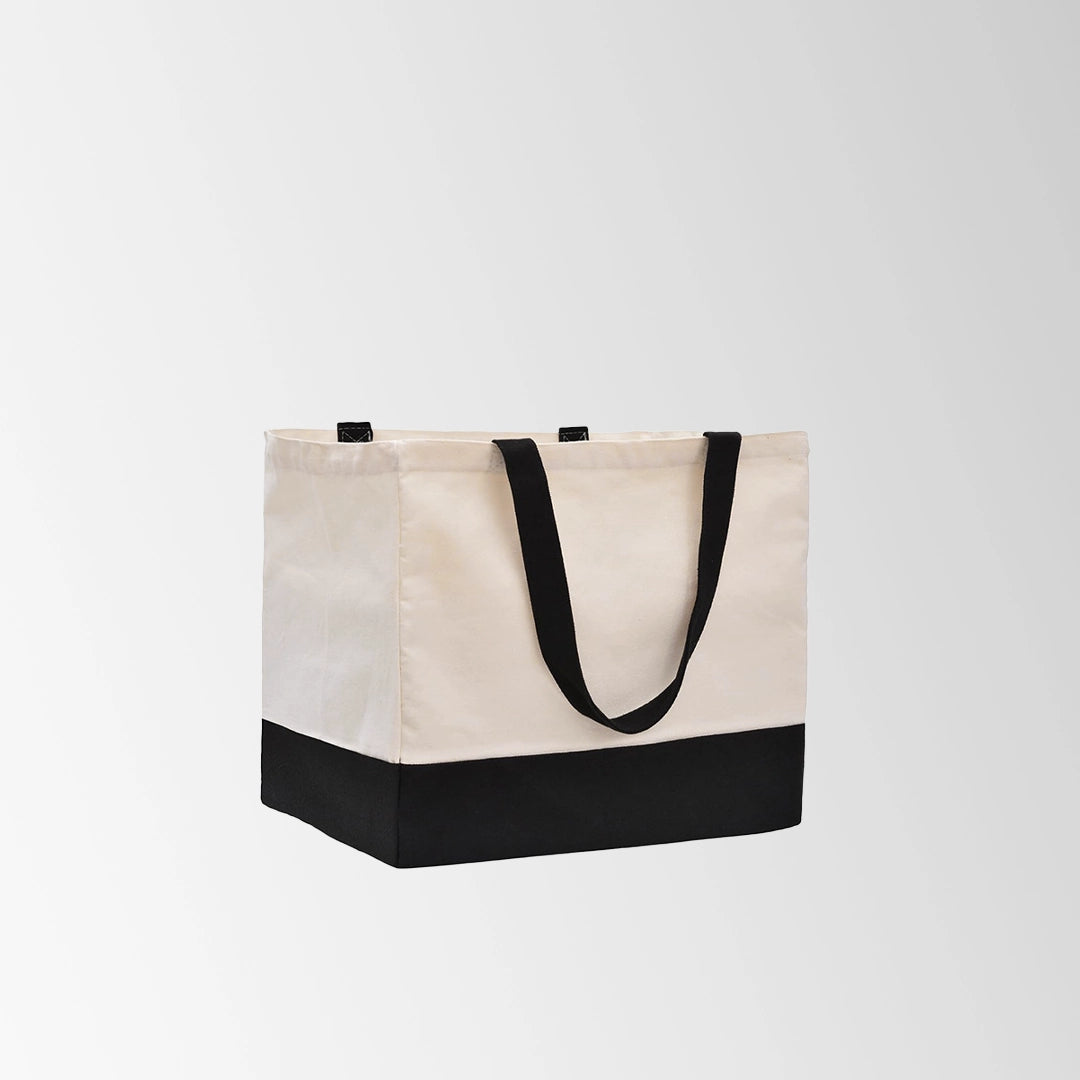 Foldable Large Canvas Tote Bag with Handles & Pockets