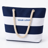 Striped Rope Handle Beach Tote Bags in Bulk