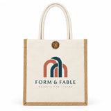 Custom Jute Canvas Tote Bags with Button Closure