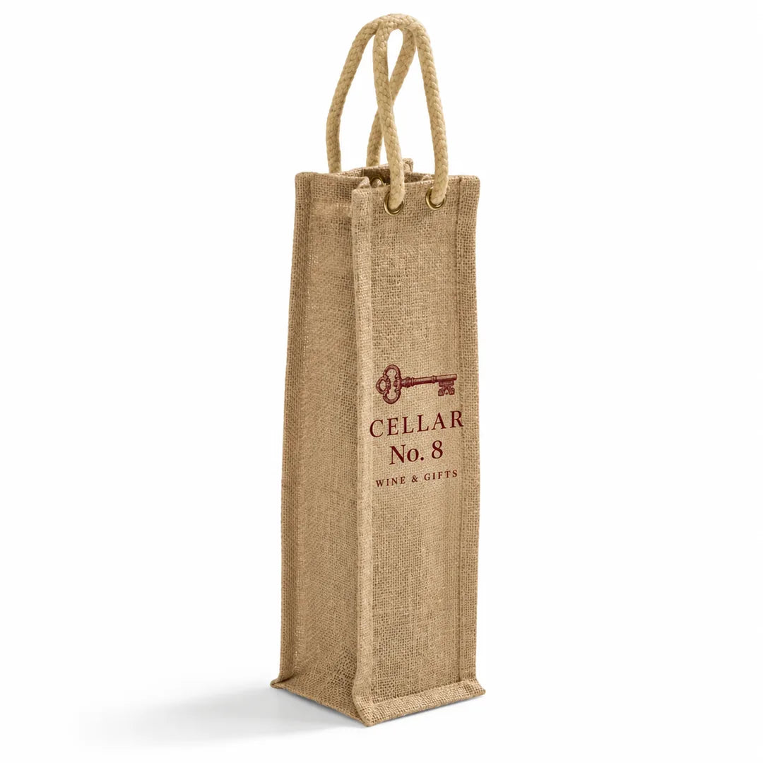 Custom Single-Bottle Jute Wine Bags with Logo