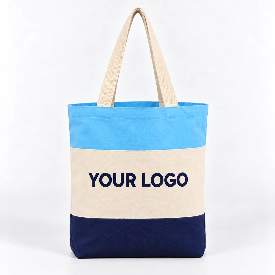 Tri-Color Canvas Tote Bags in Bulk with Gusset