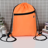 Wholesale Durable Polyester Drawstring Gym Bags with Front Zipper Pocket