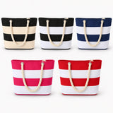 Striped Rope Handle Beach Tote Bags in Bulk