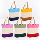 Tri-Color Canvas Tote Bags in Bulk with Gusset