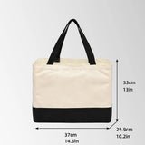 Foldable Large Canvas Tote Bag with Handles & Pockets