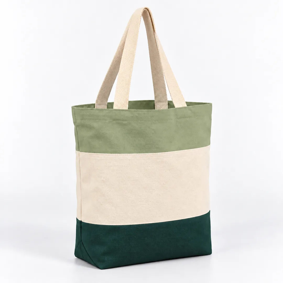 Tri-Color Canvas Tote Bags in Bulk with Gusset