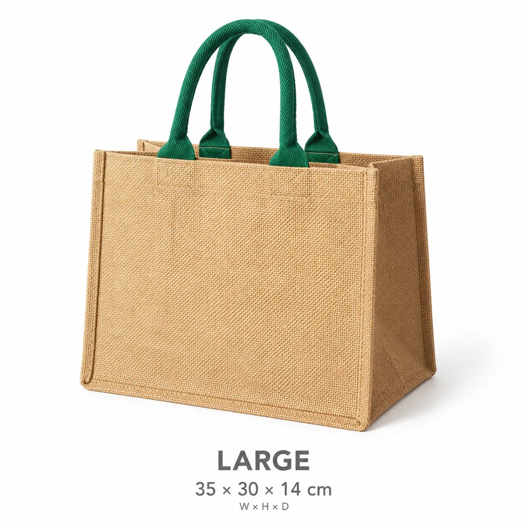 Large Wholesale Jute Gift Bags with Colored Handles
