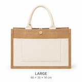 Large Wholesale Burlap Jute Tote Bags with Canvas Pocket