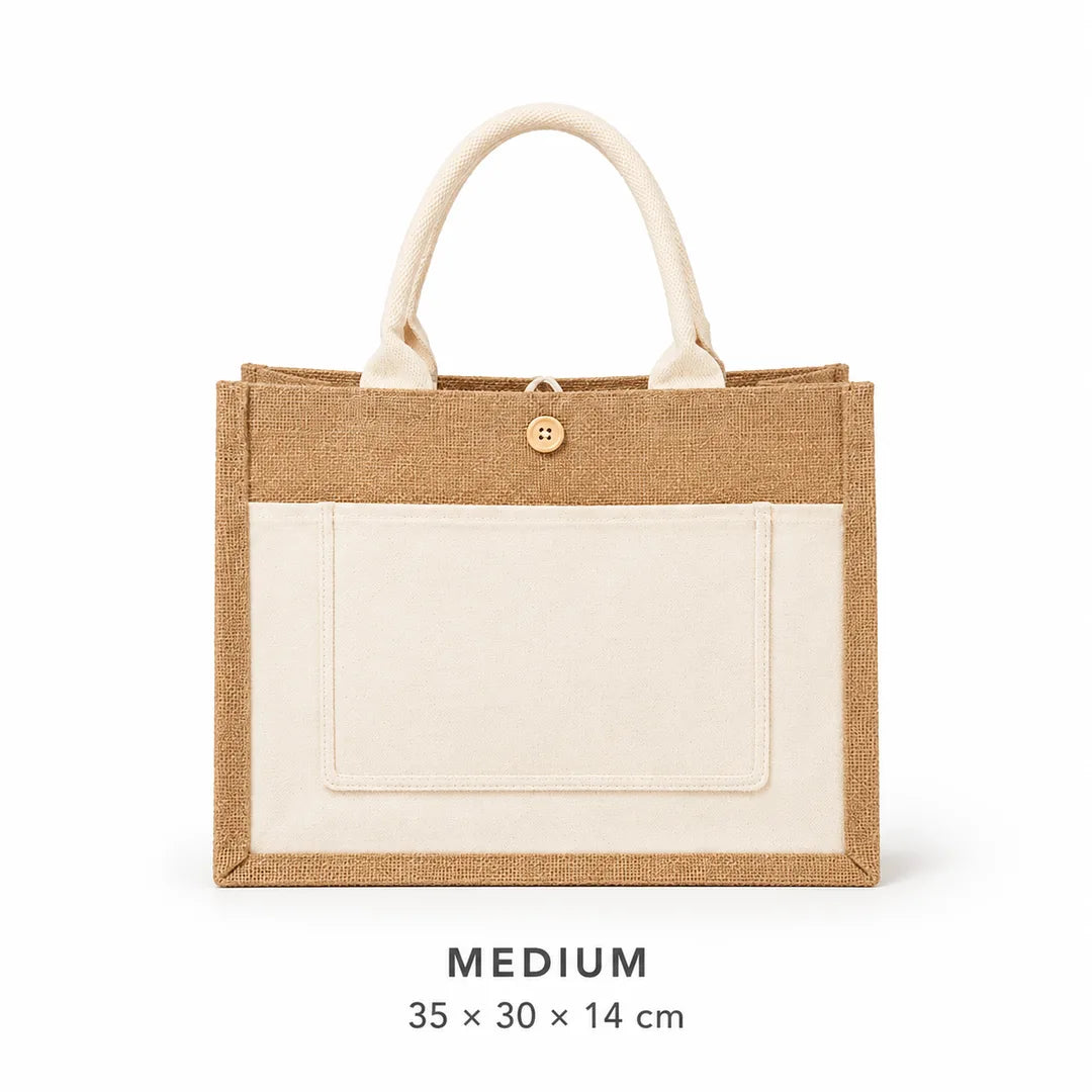Medium Wholesale Burlap Jute Bags with Outside Pocket