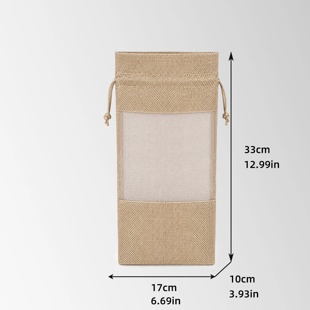 Burlap Jute Bottle Bags with Sheer Window for Wedding
