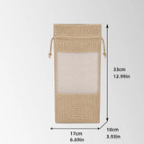 Burlap Jute Bottle Bags with Sheer Window for Wedding