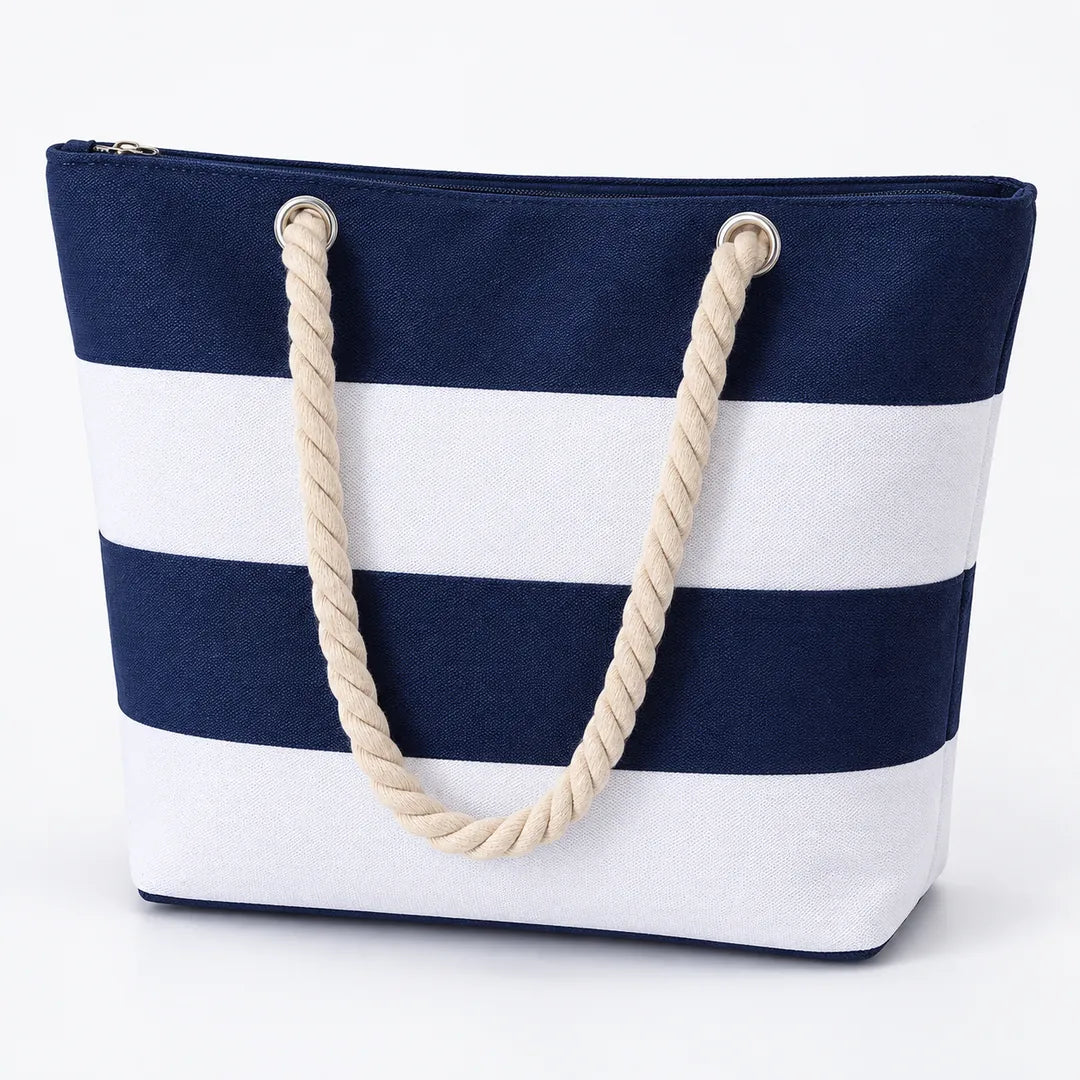 Striped Rope Handle Beach Tote Bags in Bulk
