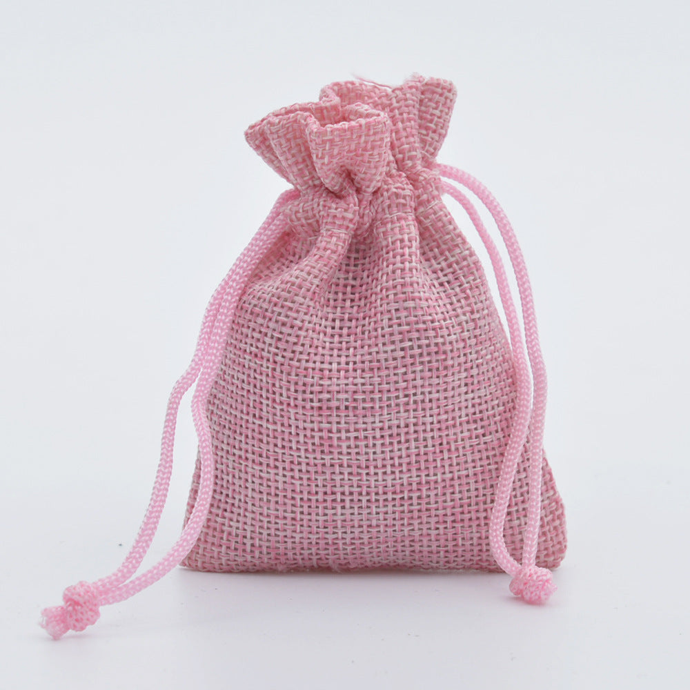 Medium Cheap Wholesale Burlap Linen Drawstring Gift Bags for Party