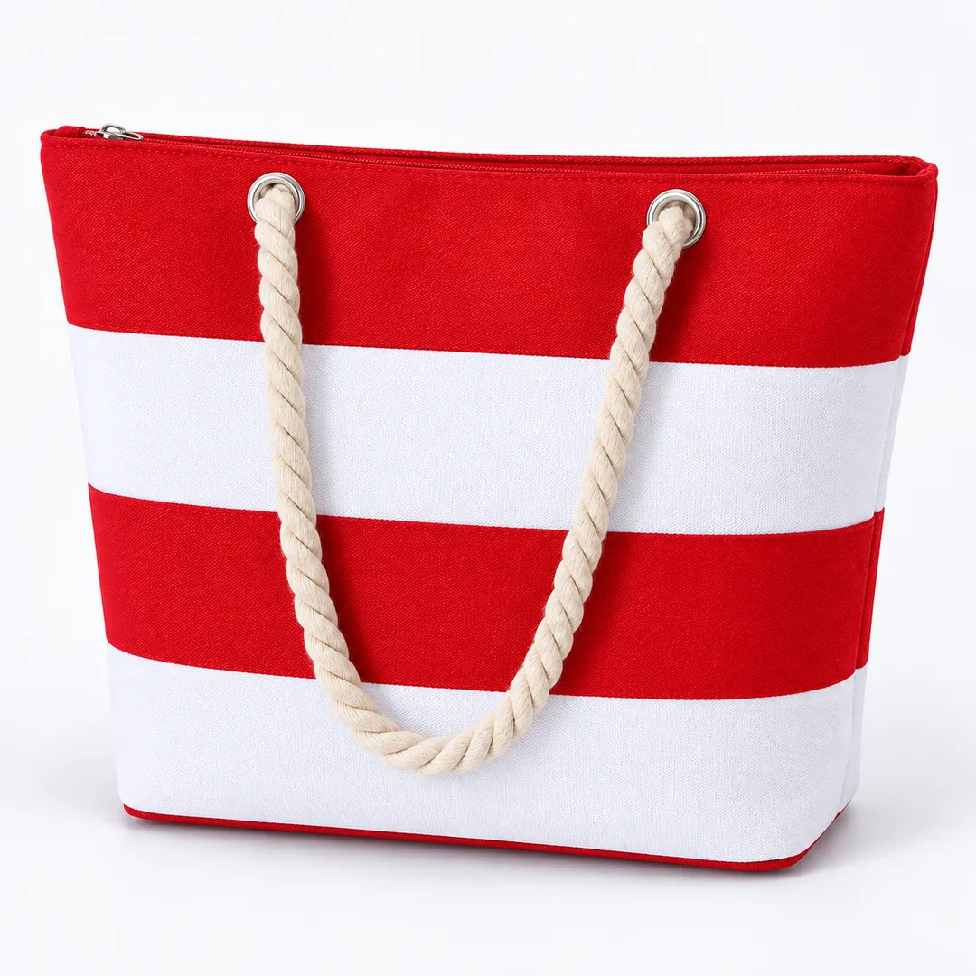 Striped Rope Handle Beach Tote Bags in Bulk