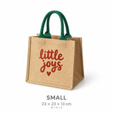 Small Custom Jute Gift Bags with Colored Handles