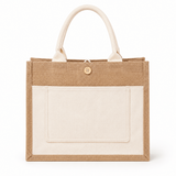 Wholesale Burlap Jute Tote Bags with Canvas Pocket