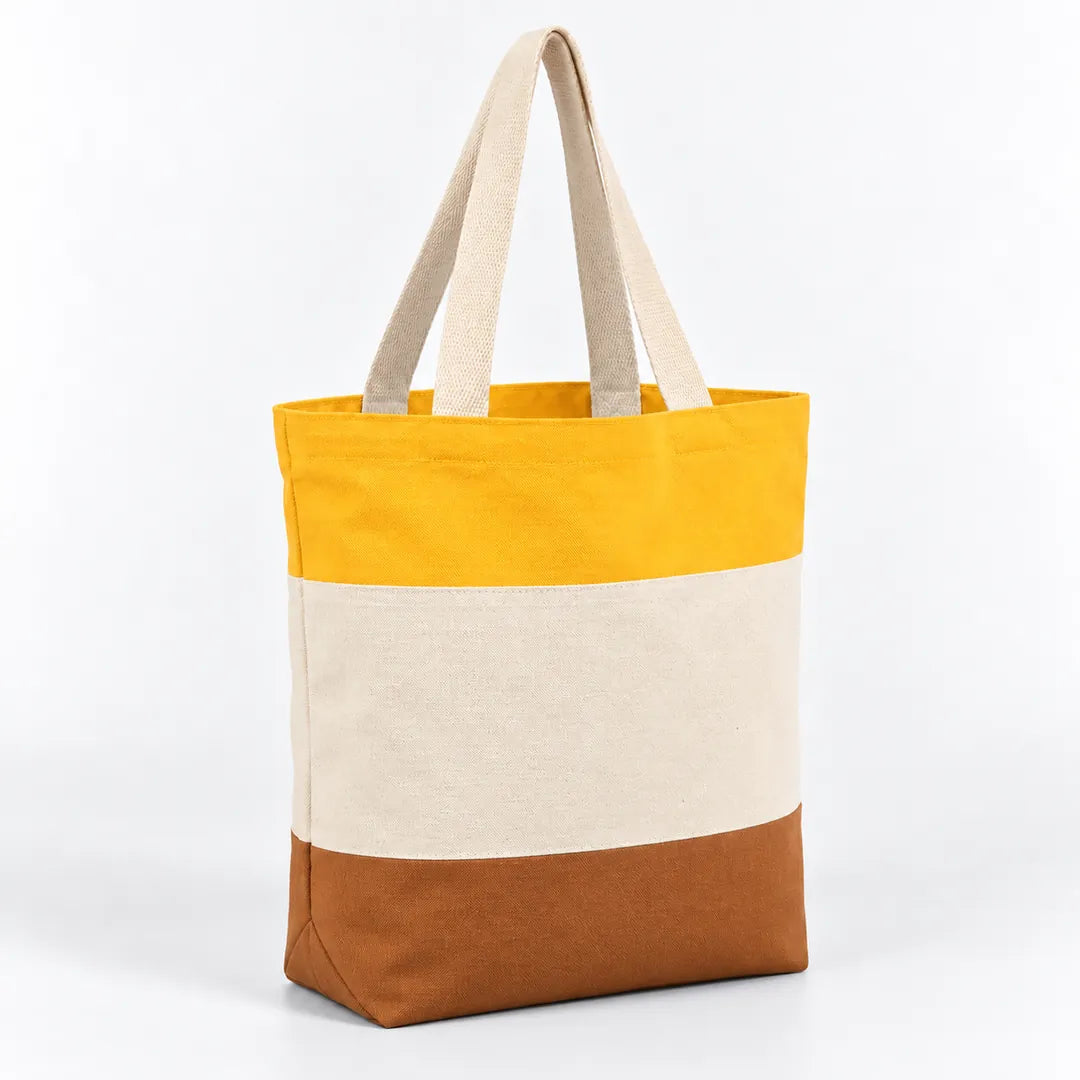 Tri-Color Canvas Tote Bags in Bulk with Gusset